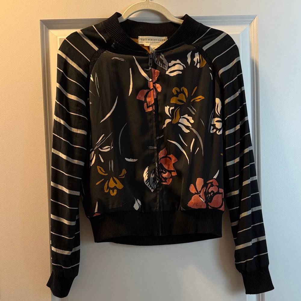 Saltwater LUXE Black Floral Bomber Jacket